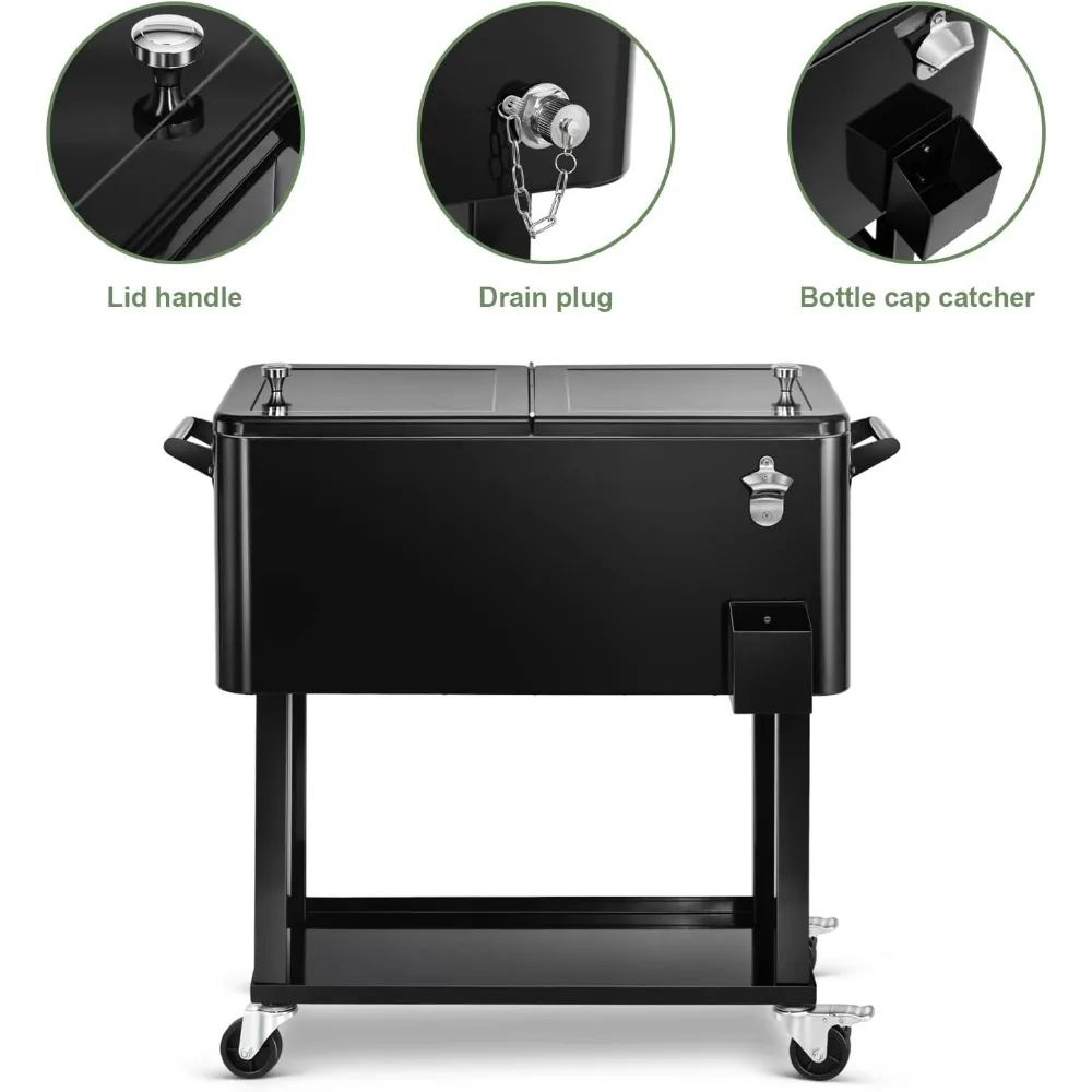 Imagem -03 - Edostar-rolling Ice Chest Cooler Carrinho Beber Bebidas Bar Stand up Trolley Pátio Quintal Party 80 Quart