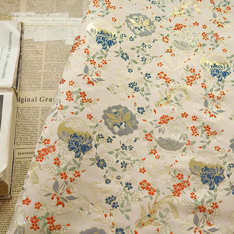 Japanese Style Metal Wire Jacquard Fabric for Cheongsam Coat Vest Clothing Design Cloth Diy By The Meter Sewing Material