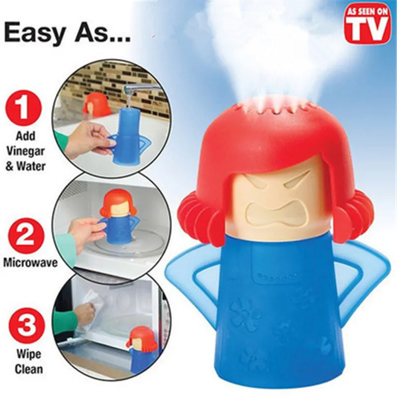 Angry Mama Microwave Cleaner Steam Oven Grease Remover Cute Angry Mom Shape Kitchen Cleaning Gadget Quick Steam Dissolve Stains