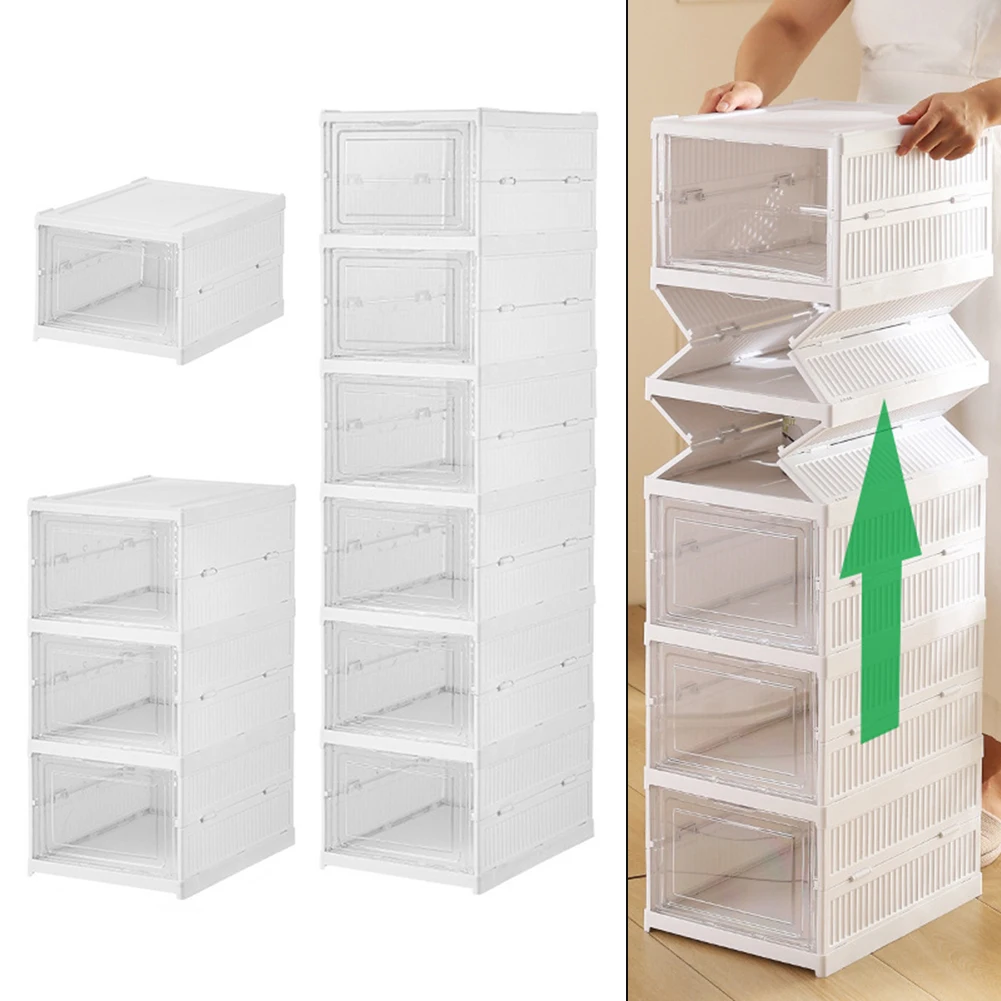 6 Layers Foldable Shoe Rack Organizer Transparent Tackie Box Collapsible Home Sneaker Storage Stackable Shoes Cabinet For Close