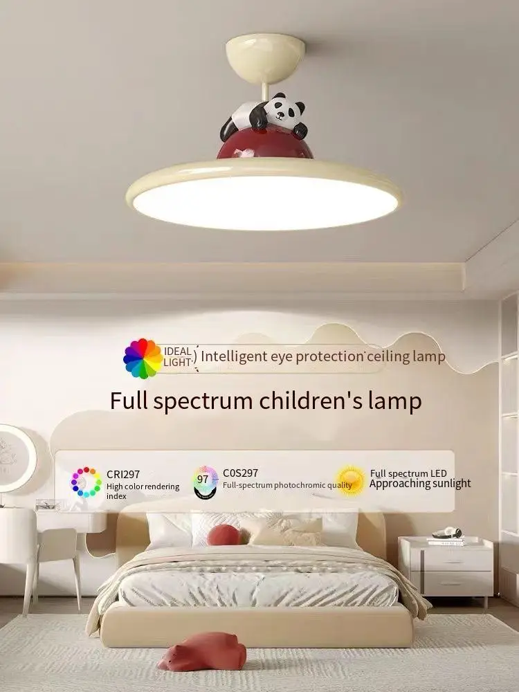 O estilo nórdico conduziu a luz para o menino e o estilo nórdico da menina, morno e criativo com projeto pequeno do panda, proteção ocular, decoração do teto