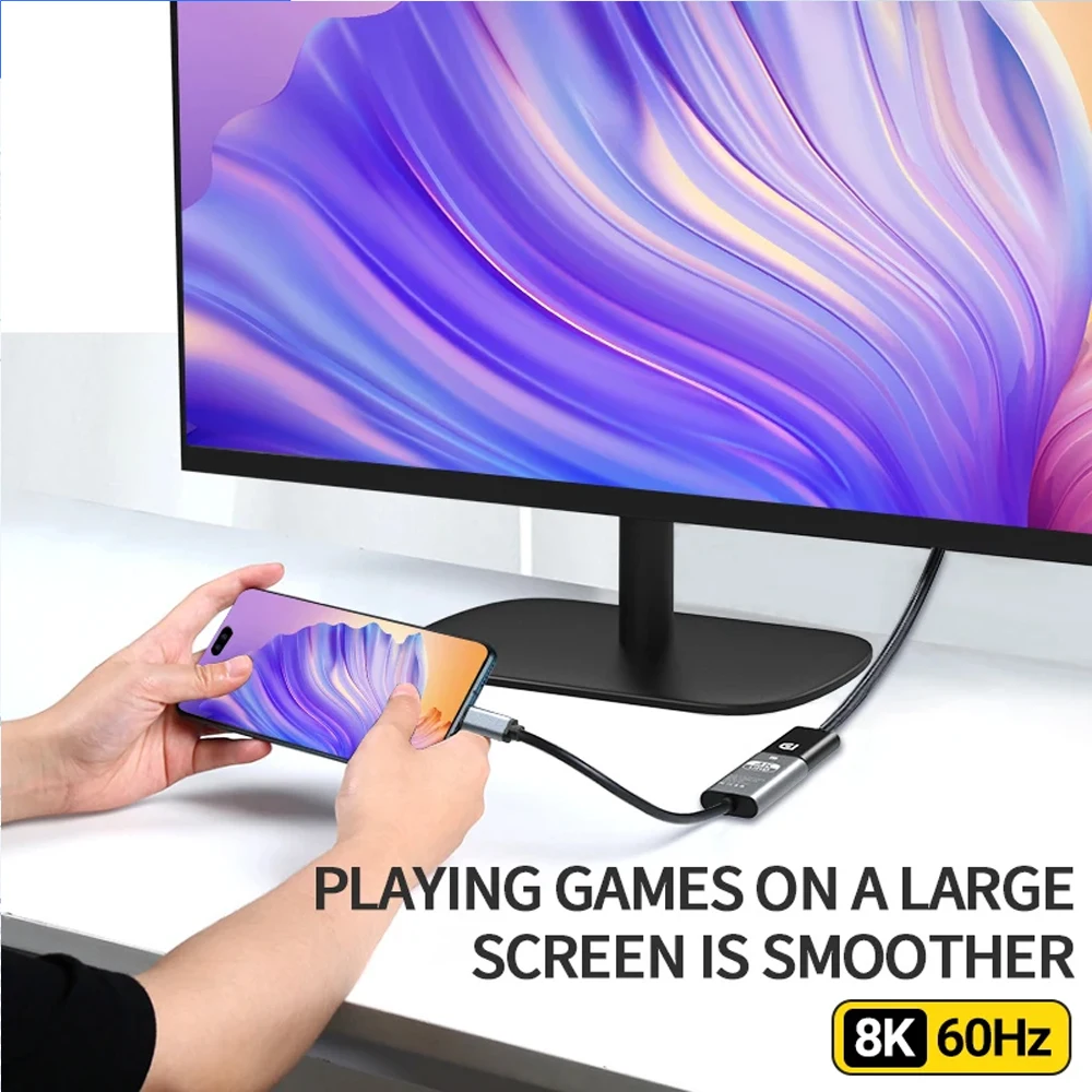 4K 60Hz Typ C zu HDMI Adapter USB 3.1 HUB HDTV Konverterkabel für iPhone 15 TV Konverter für PC MacBook iPad Samsung Laptop – Detail 11