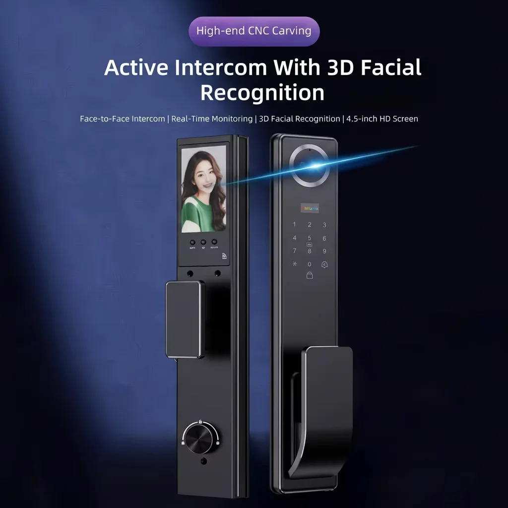 3D Face Recognition Palm Vein Smart Door Lock IP65 Waterproof Biometric Fingerprint Camera Tuya WiFi Fully Automatic