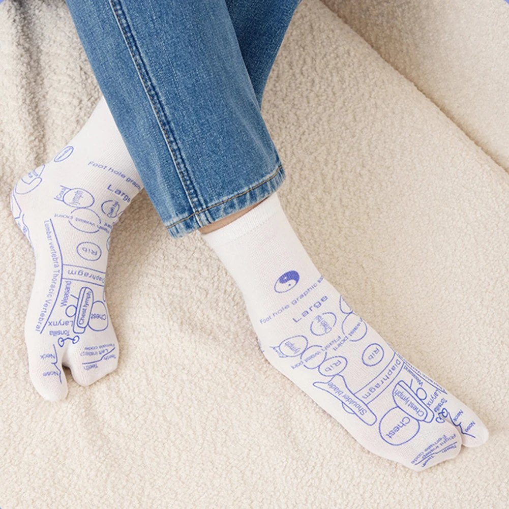 1Pair Foot Massage Socks Acupressure Reflexology Socks Yoga Foot Massage Foot Point Diagram Acupoint Socks With Massage Sticks
