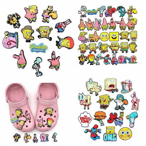 Imagen 2 del producto Mezcla de dijes para zapatos DIY Bob Esponja A/W, dijes para zapatos de PVC, zapatillas de estrella de Patrick, decoraciones con hebilla aptas para niños, regalos de cumpleaños y Navidad