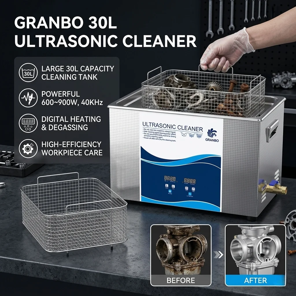 

Ультразвуковая мойка Granbo Digital, 30 л, мощность 600-900 Вт, высокочастотная 40 кГц, для ручных инструментов и оборудования