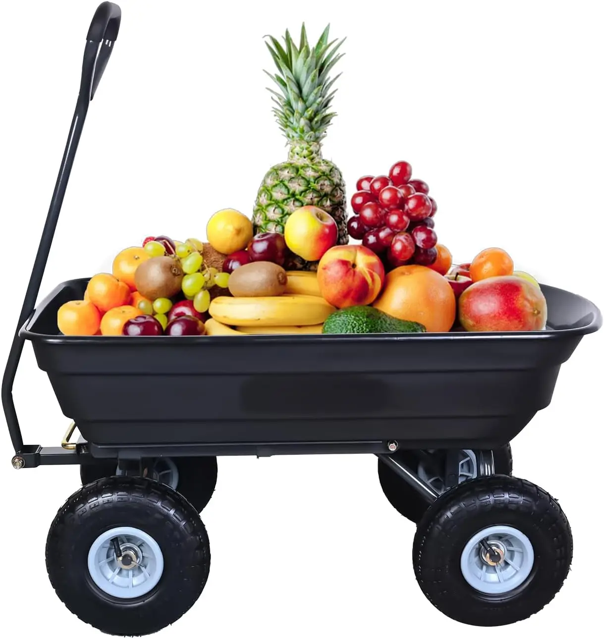 

600 Lbs Garden Dump Cart with Rotating Handle & 10" Pneumatic Tires, Heavy Duty Yard Wagon for Camping Beach