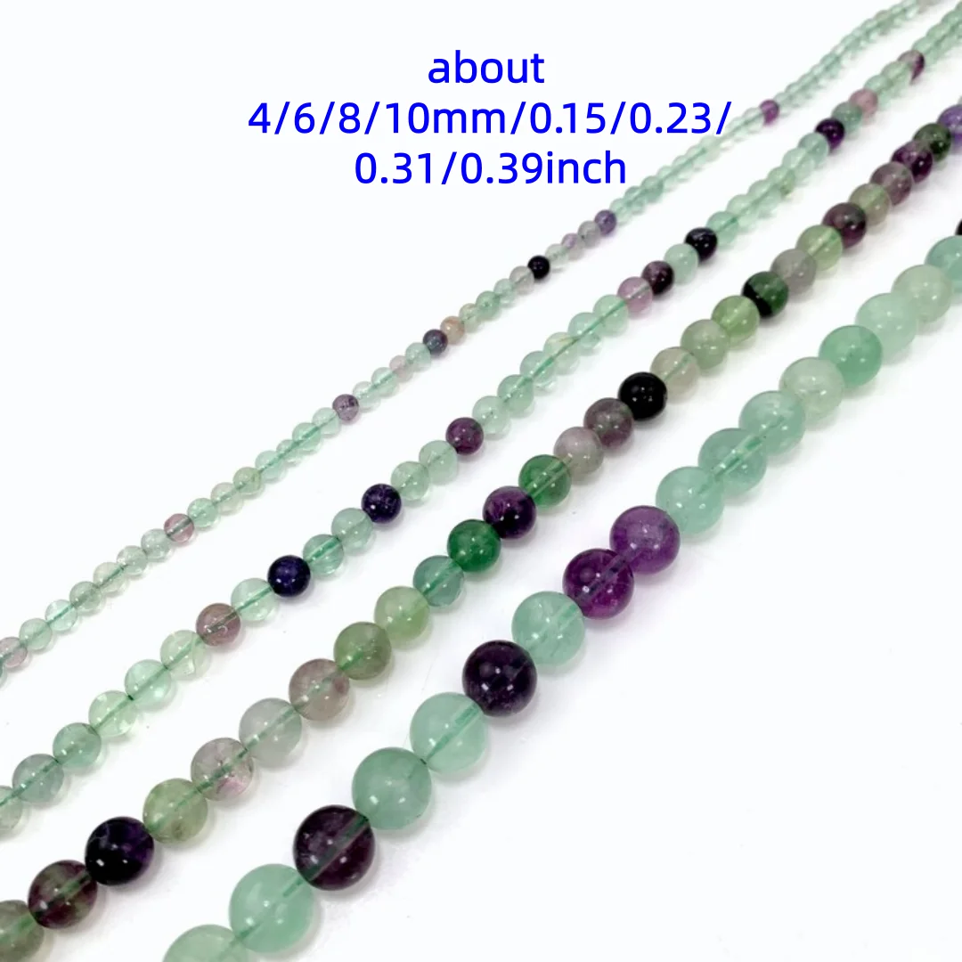 4/6/8/10mm Rainbow Fluorite Round Beads string, Natural Round Semi Precious Stone Smooth Fluorite Beads, for making DIY jewelry