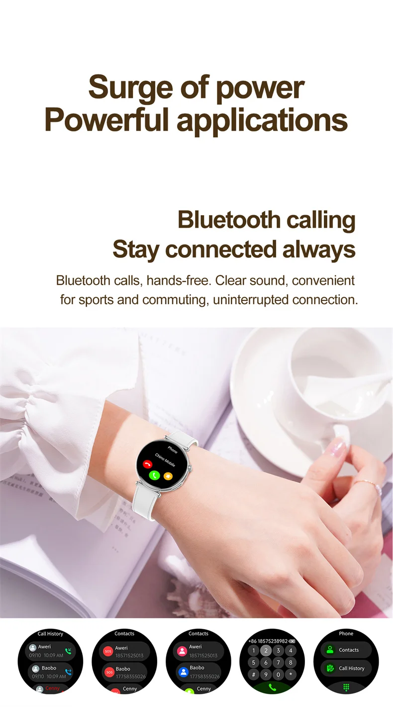 Damen-Smartwatch mit 1,32-Zoll-AMOLED-Bildschirm, Anruffunktion, EKG, Sportuhr, Blutdruckmessung, Mikro-Physikalische Untersuchung, KI-Zifferblatt, Damen-Smartwatch – Detail 21