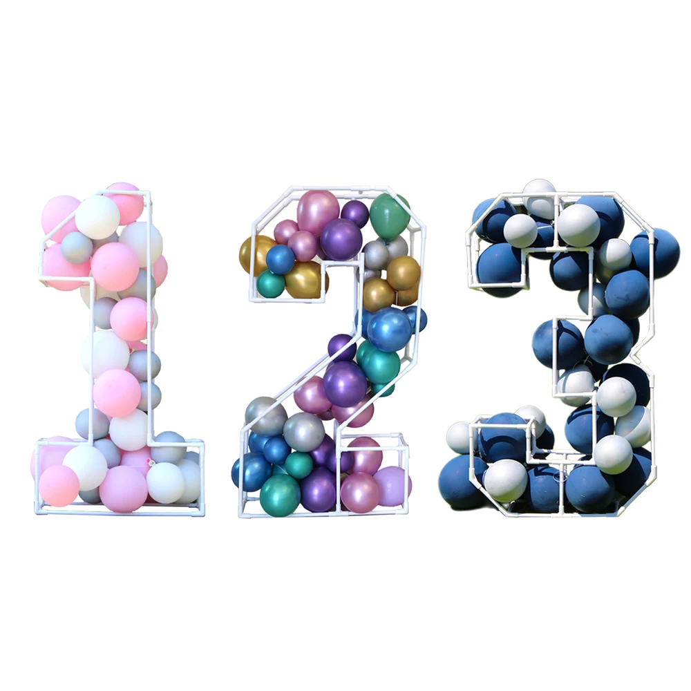 Reusable Mosaic Number Frame for Balloon Giant PVC Balloon Stand for Baby Shower 1st 2sd Birthday Party Decoration Backdrop Sign