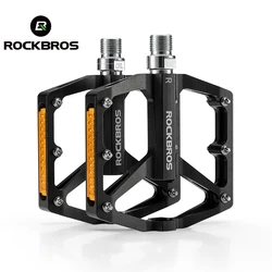 ROCKBROS Aluminum Alloy Bicycle Pedals Anti-slip MTB Road Waterproof Cycling Pedals Reflective Bearing Bike Pedals Accessories