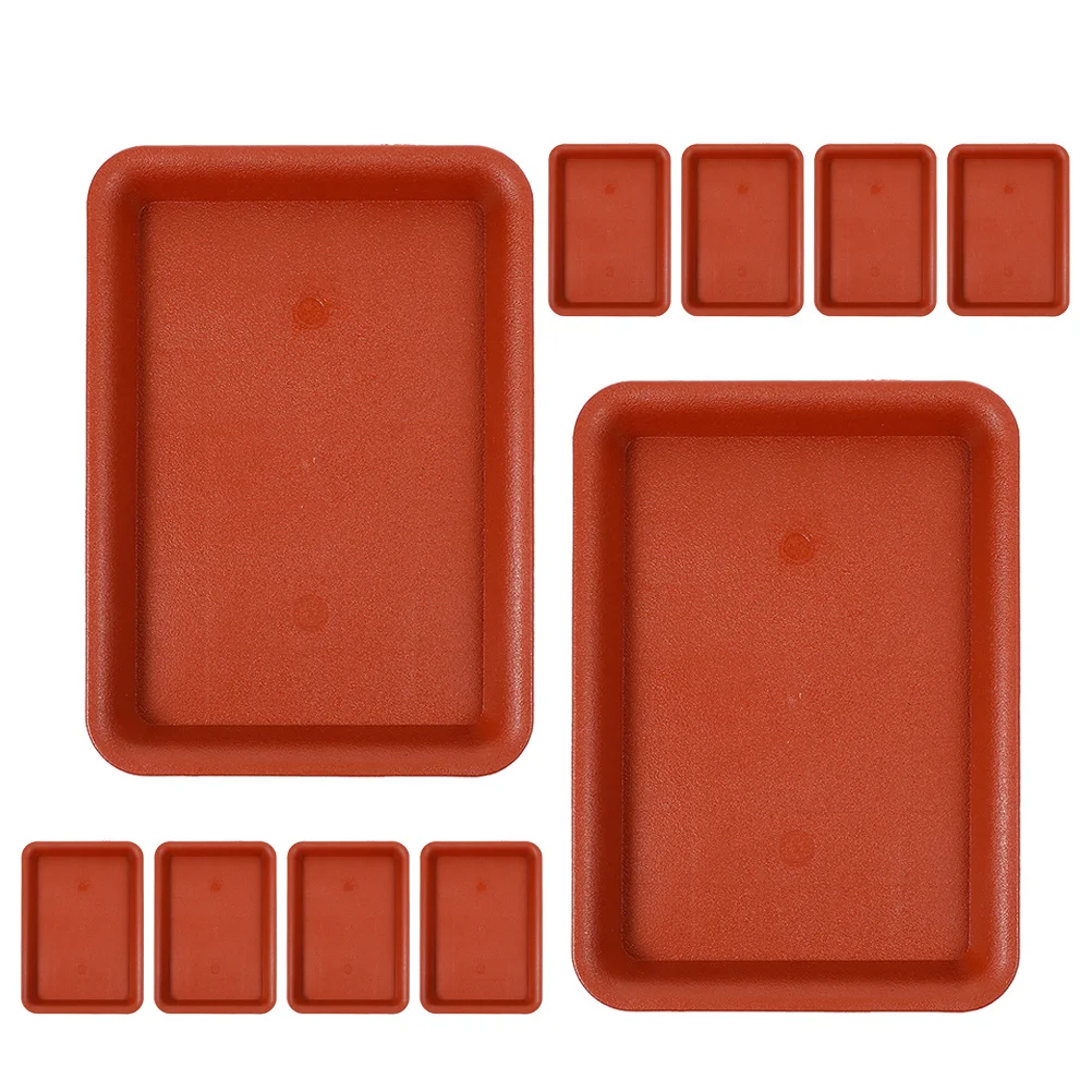 10 قطعة البلاستيك مستطيلة صينية الصحن النباتية سقي الصرف صينية للنباتات الداخلية في الهواء الطلق بونساي اناء للزهور بالتنقيط الماسك