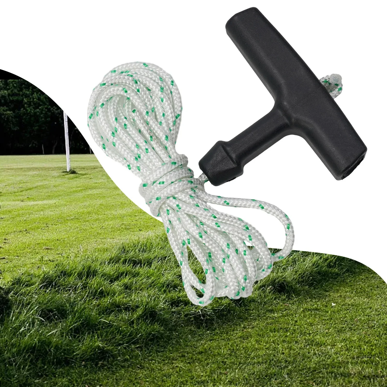 2pcs White Recoil Puller Drawcords And Black Handle For Lawn Mowers Garden Power Equipments Lawn Mower Accessories