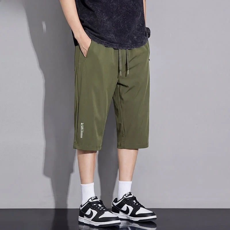 

Men's Ice Silk Seven-Foot Pants 2025 New Summer Thin Loose Qui-Drng Over-Knee Sports Casual Seven-Foot Loose Fit orts
