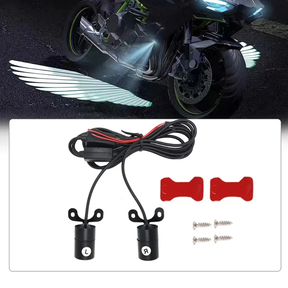 Motorcycle floor lamp welcome lamp angel motorcycle two-wheeled electric vehicle LED floor lamp projection carpet Red Blue White