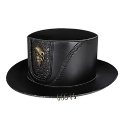 PU Leathers Top Hat Victorian Hat Men Magician Hat Masquerade Costume Accessory