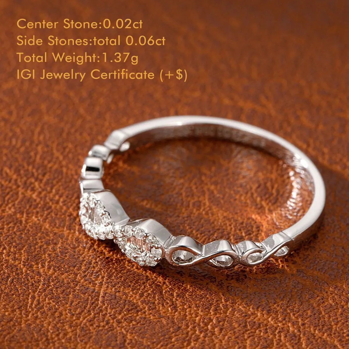 Dae Vonca White Diamond Ring In 18K White Gold Infinity Inspired Twisted Shank Natural Diamond Ring Anniversary Gift For Women