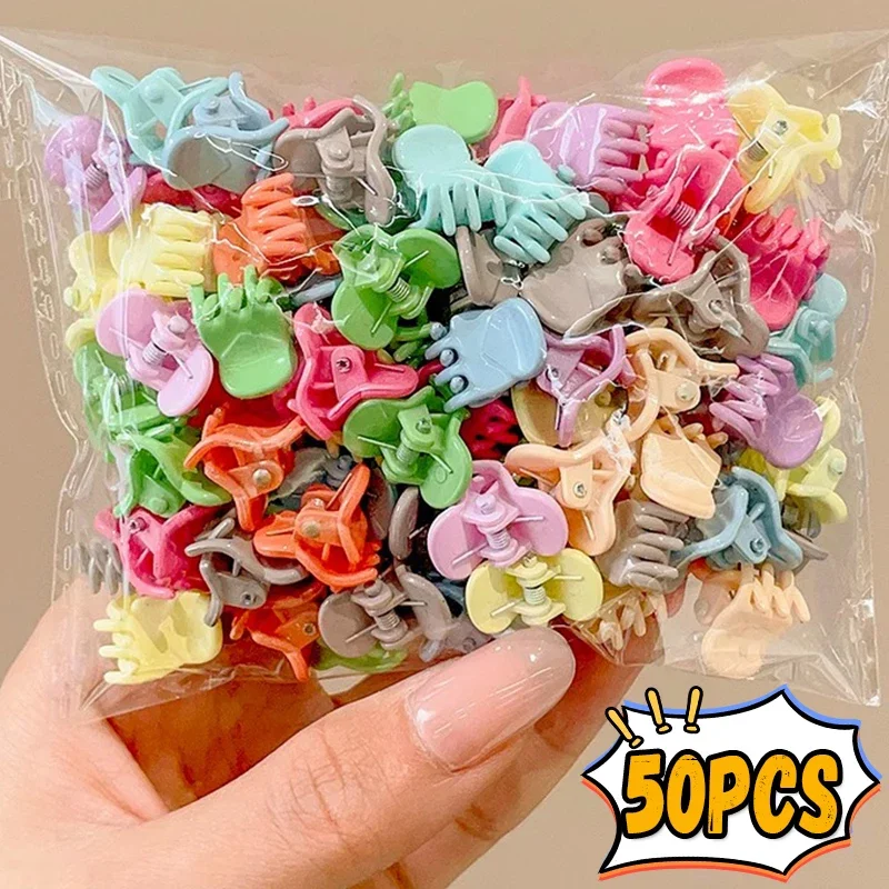 10/50Pcs Colorful Small Claw Clips Girls Cute Flower Hair Clips Hair Accessories Kids Cartoon Hair Claws Headwear Accessories