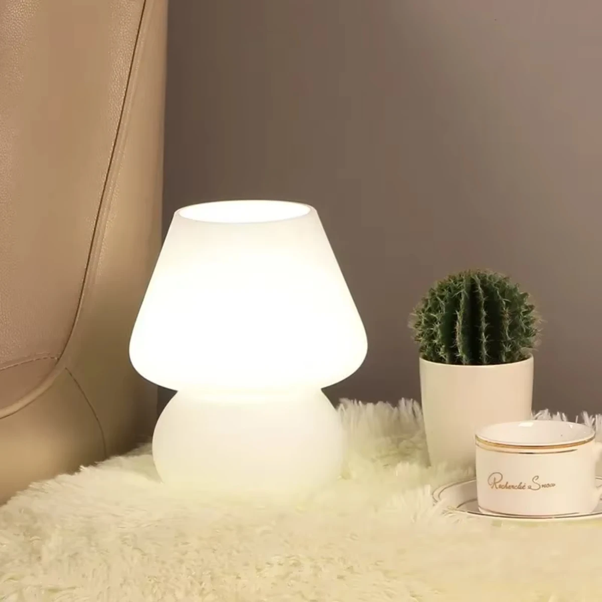 

Mushroom Glass Table Lamp Room Decoration Ornament Light Bedroom Interior Desk Lamp Decoration Lighting Bedside Night Light