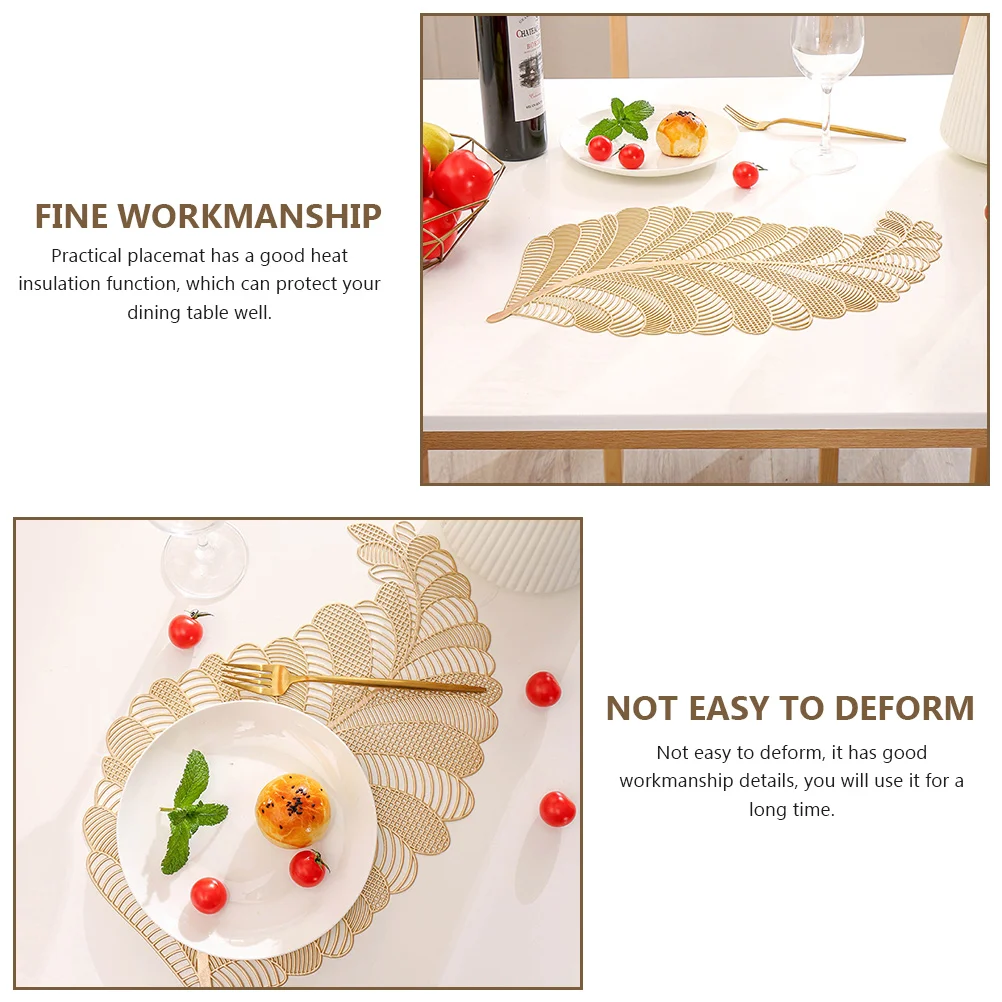 

2pcs Golden Placemats Pteris Heat resistant Table Decor Dining Mats Place Mats Household Heat Resistant Placemat Kitchen