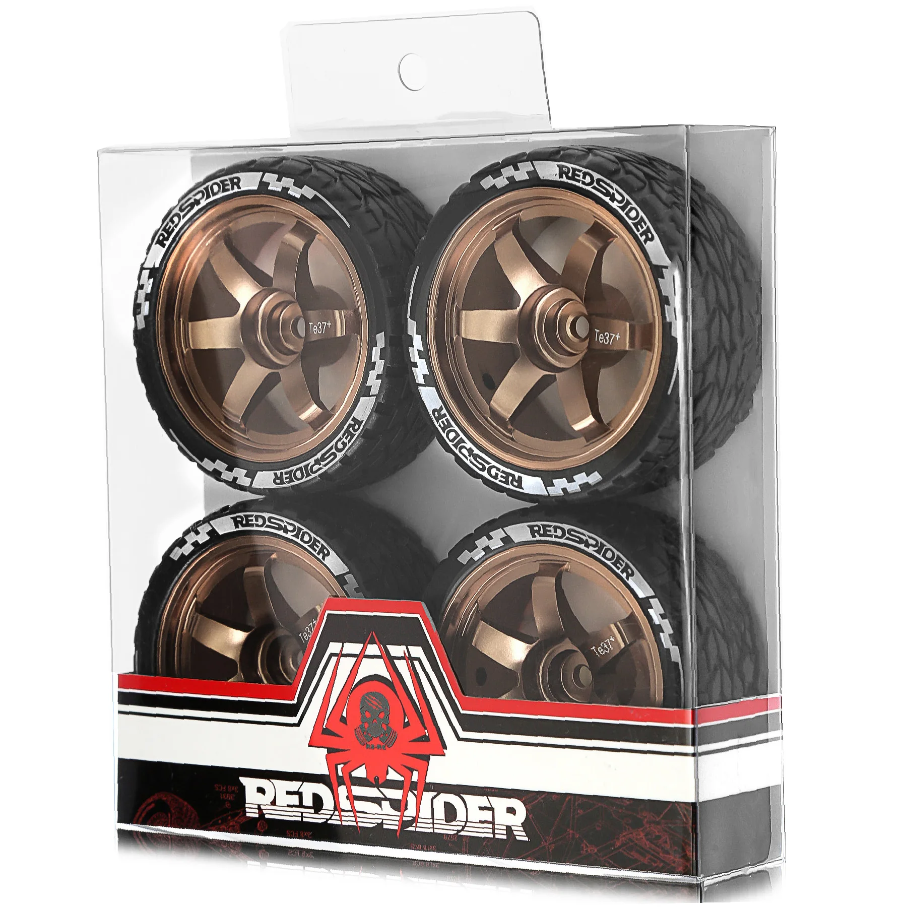 RED SPIDER 4Pcs 1/10 RC  Car Metal Wheel Hubs +Pavement Racing Tyres Rim Set Fit Tamiya TT02 RC Drift Car Replacement Mod Parts