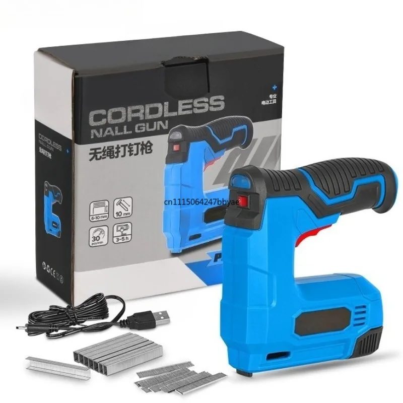 For Cordless Lithium‑ion Staple Gun Electric Nail Gun Support 1008/1013/F10 Nails Household Woodworking Power Tool