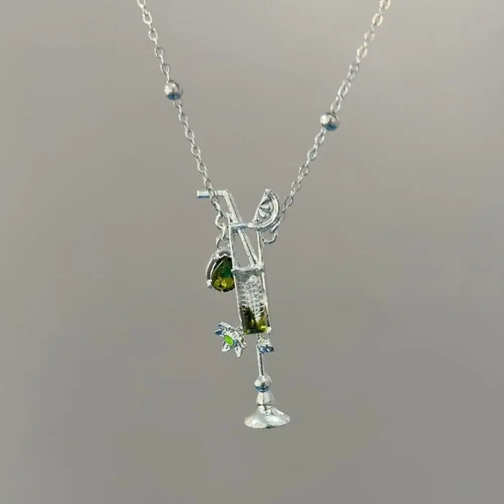 Outfit Decor Geometric Water Drop Cup Pendant Clavicle Chain Flower Neck Chain Women Jewelry