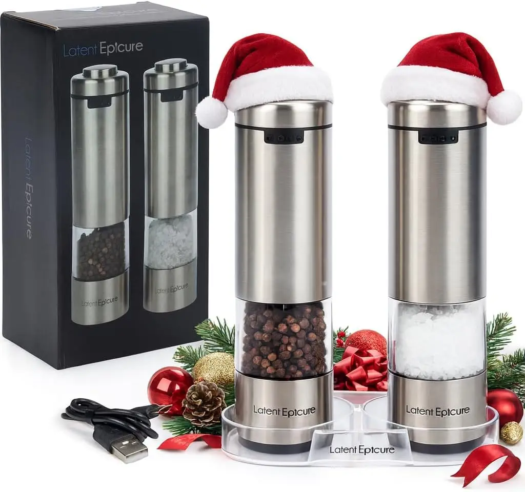 

USB-C Rechargeable Electric Salt & Pepper Grinder Set with LED Light, Adjustable Ceramic Mills
