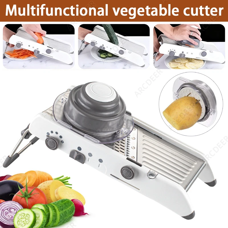 Rebanador Manual de 18 tipos, cortador de mandolina ajustable, rallador de verduras multifuncional, dispositivo Julienner de acero inoxidable, herramienta de cocina