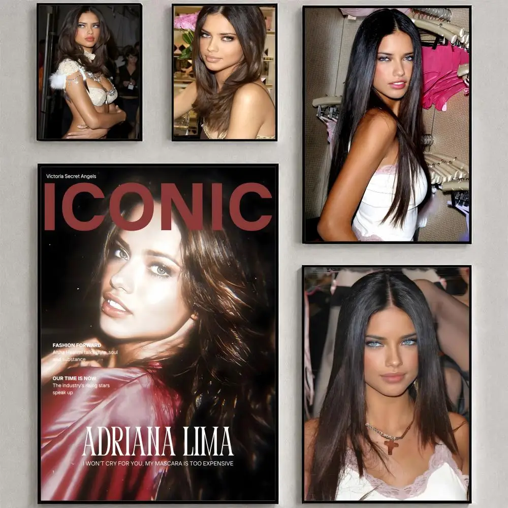 Póster de modelo de moda A-Adriana L-Lima, arte HD, impermeable, pared adhesiva, decoración del hogar (salón, dormitorio, bar), estético