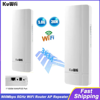 KuWFi 900Mbps 5GHz WiFi Router Gigabit Ethernet Port Outdoor Wi-Fi Signal Amplifier PTP 3KM 14dBi Panel Antenna AP Repeater Mode