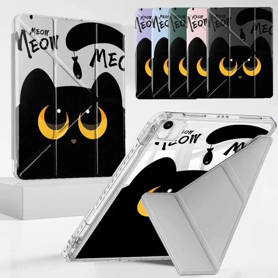 Funny Cat Holder Cover Tablet Case For iPad Pro 11th 10th 9th 8th 7th 12.9inch Pro 2025 Mini 6 7 Air 4 5 M3 M2 M4 11inch Y-Fold