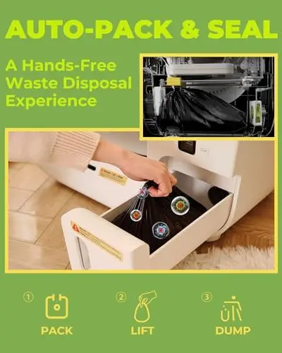 True Odor-Free Automatic Cat Litter Box with Self-Pack and Refill System, APP Control, Self Cleaning and Packing Litter