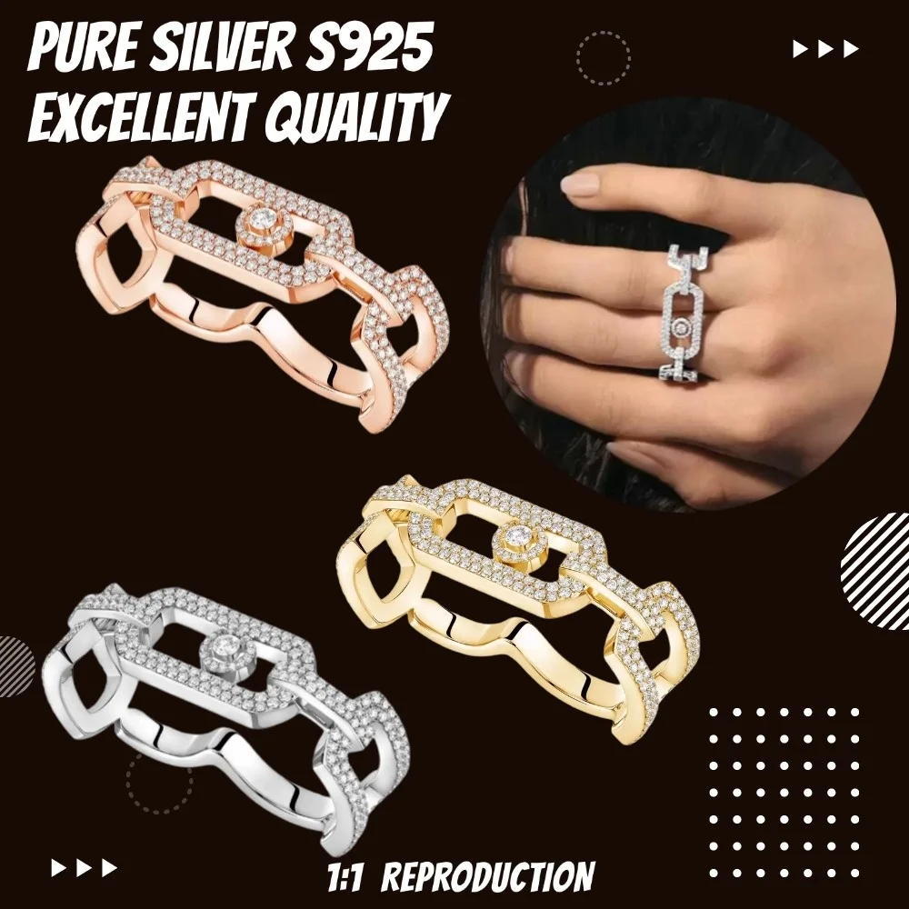 Messik Original 2 Finger Diamond Link Ring Sterling Silver 925 Rings Luxury Brand Trend Jewelry Accessories for Collection Gifts