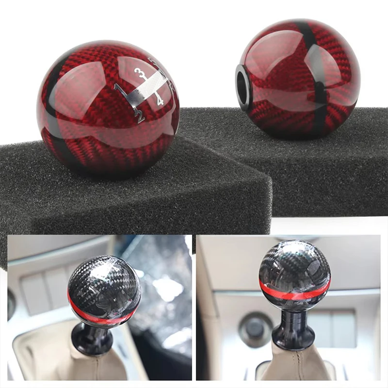 JDM Style Black/Red Line 5/6 Speed M12X1.5/M10X1.5/M10X1.25 Carbon Fiber Gear Shift Knob For Honda Acura/TOYOTA/NISSAN