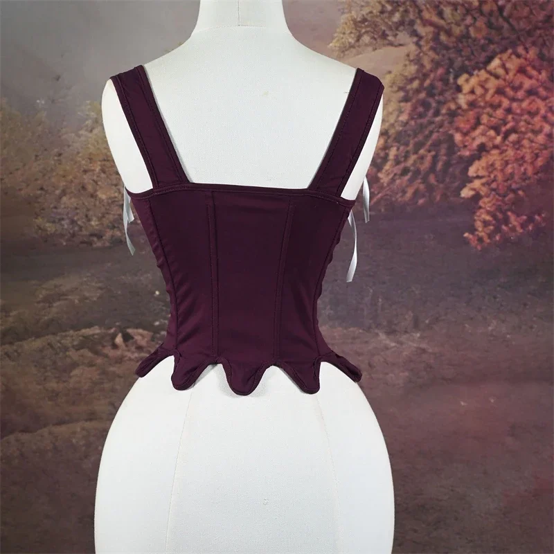 النساء القرون الوسطى عصر النهضة خمر مشد القمم بوستير المحاصيل القمم الدانتيل متابعة بروتيل الأرجواني البتلة تشكيل مشد سترة المرحلة زي #3