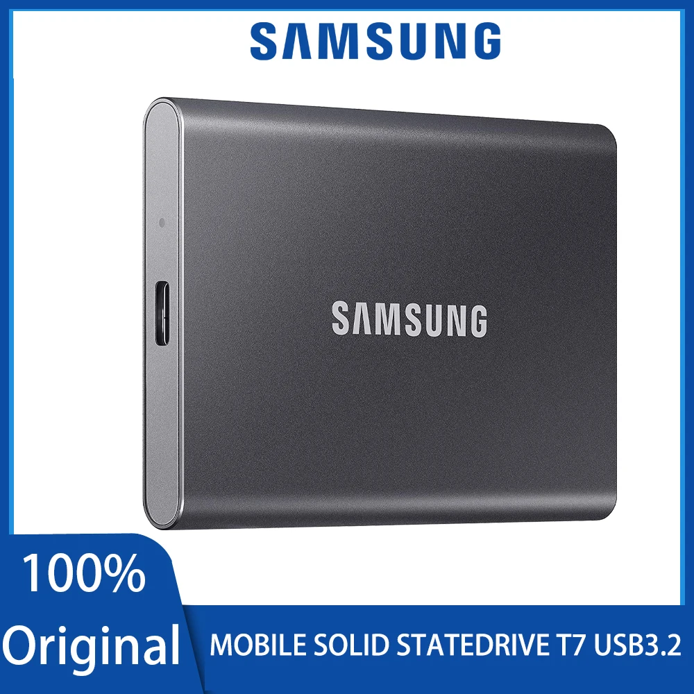 Original-SAMSUNG-PSSD T7 Portable USB 3.2 Gen 2 500GB, 1TB, 2TB, Solid State Drive, Mobile Hard Disk Storage, SSD Type C for PC