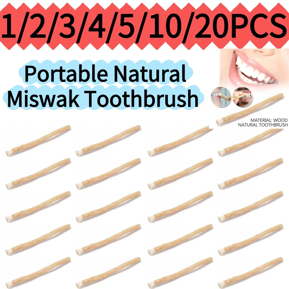 1-20PCS Portable Natural Miswak Toothbrush Traditional Arak Miswaak Manual Teeth Whitener Manual Tooth Care Stick For Travel