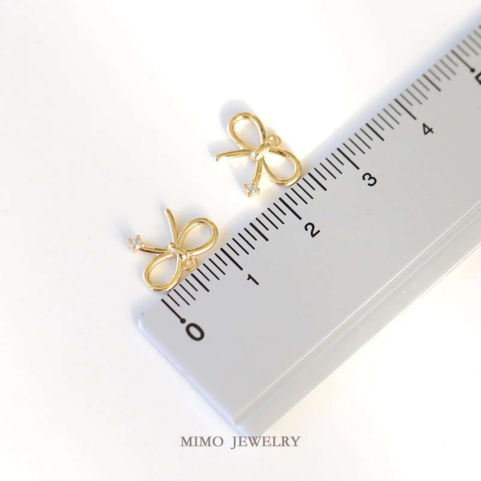 Copper Gold Plated Cute Sweet Little Zircon Bow Slippery Pendant Charms For Jewelry Making DIY Bracelet Accessories Findings