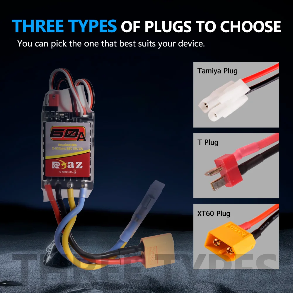 9IMOD 60A Brushed ESC 2-3S 5V/2A For 380/390/540/550 Brushed Motors For 1/16 1/12 1/10 Car
