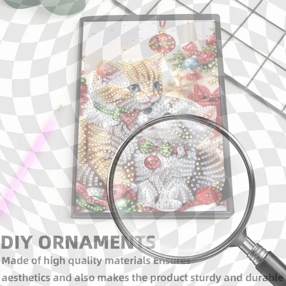 

50-Page A5 Christmas Cat Diamond Painting Notebook for Adult Holiday Gift