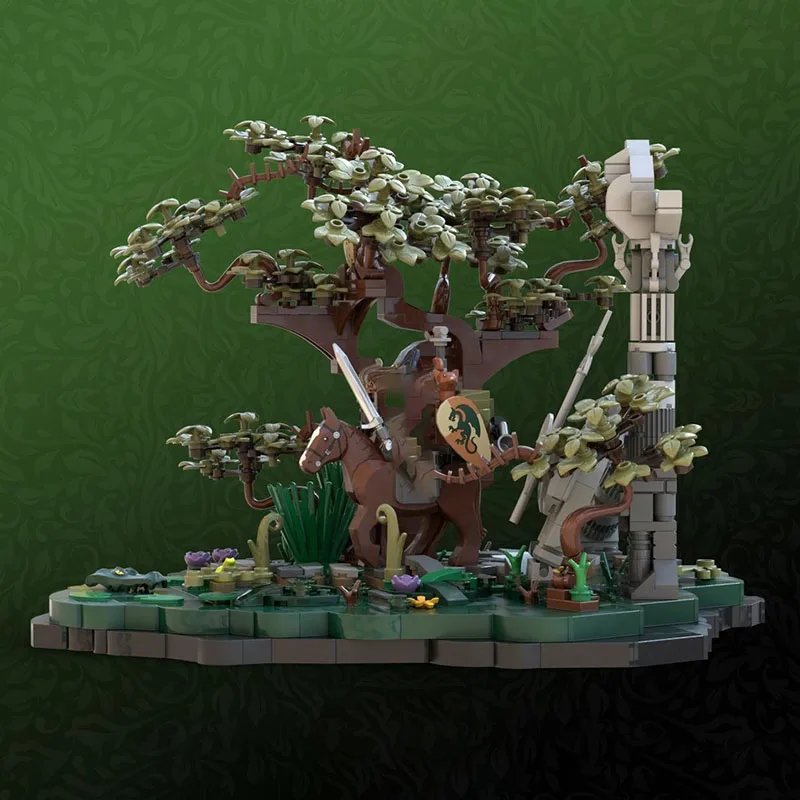 نموذج القلعة Moc اللبنات وحدات الفرسان والقطط في نموذج الطوب المستنقع لتقوم بها بنفسك تجميع لعبة البناء هدايا العيد