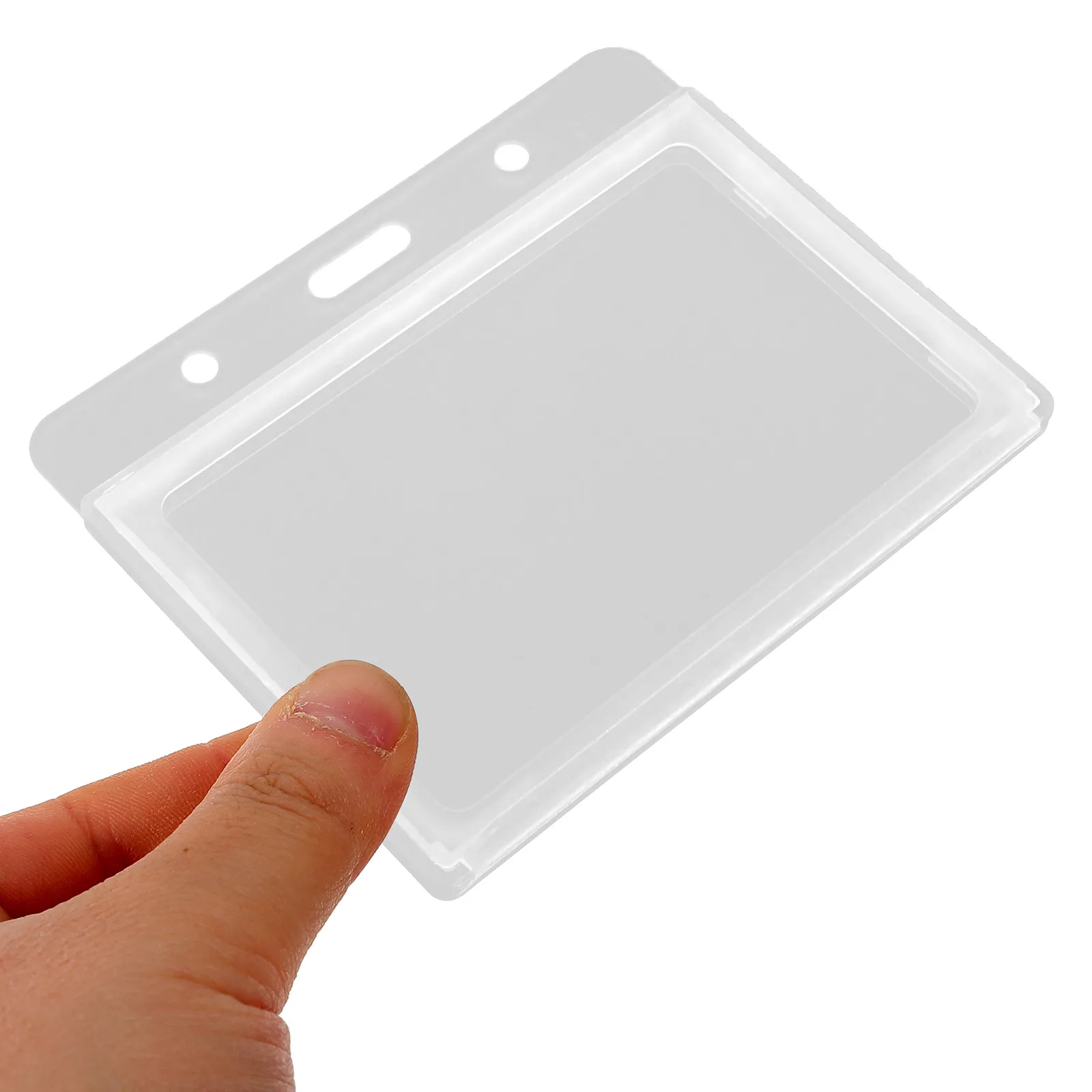 

5pcs Work Badge Holder Hard Plastic Name Tag Holders ID IC Cards Breakaway Lanyard Transparent Office School Use