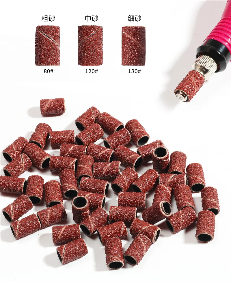 50 pcs 80# 120# 180# Nail Drill Sanding Band Medium Coarse Nail Drill Head Grinding Tools sand ring