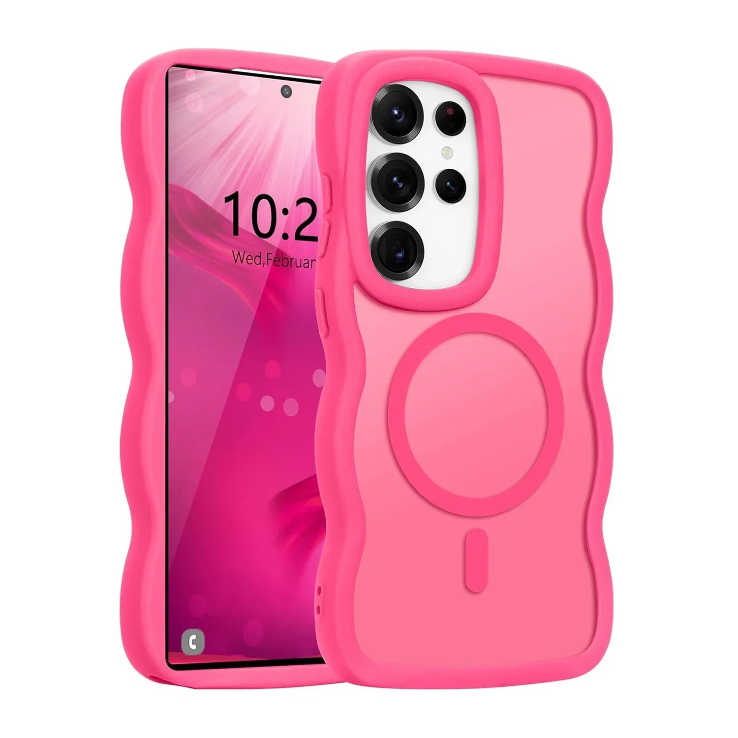 Luxury Wavy Frame Matte Case For Samsung Galaxy S25 S24 Ultra Plus S25Edge A56 A36 For Magsafe Wireless Charge Shockproof Cover