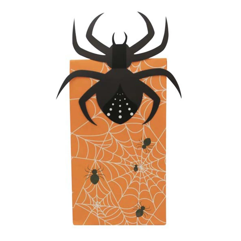 12/24Pcs Halloween Thema Papier Geschenk Tasche Für Süße Spinne Katze Bevorzugung Öl Beweis Lebensmittel Geschenk Verpackung Einkaufstaschen party Dekoration – Detail 7