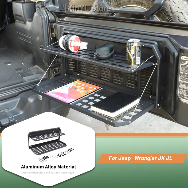 

For Jeep Accessories Tailgate Table Rear Door Foldable Cargo Shelf Storage Rack Carrier Bracket Fit Jeep Wrangler JK JL 2007 Up