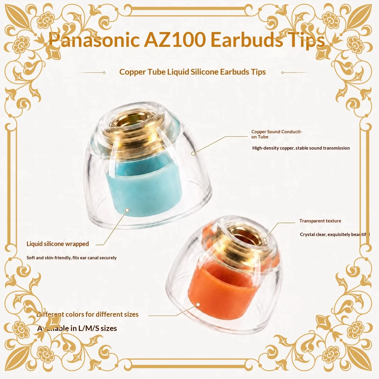 For Technics EAH-AZ100 Liquid Silicone Ear Tips Built-in Copper Acoustic Nozzle Core Noise Isolation Replacement  For HiFi