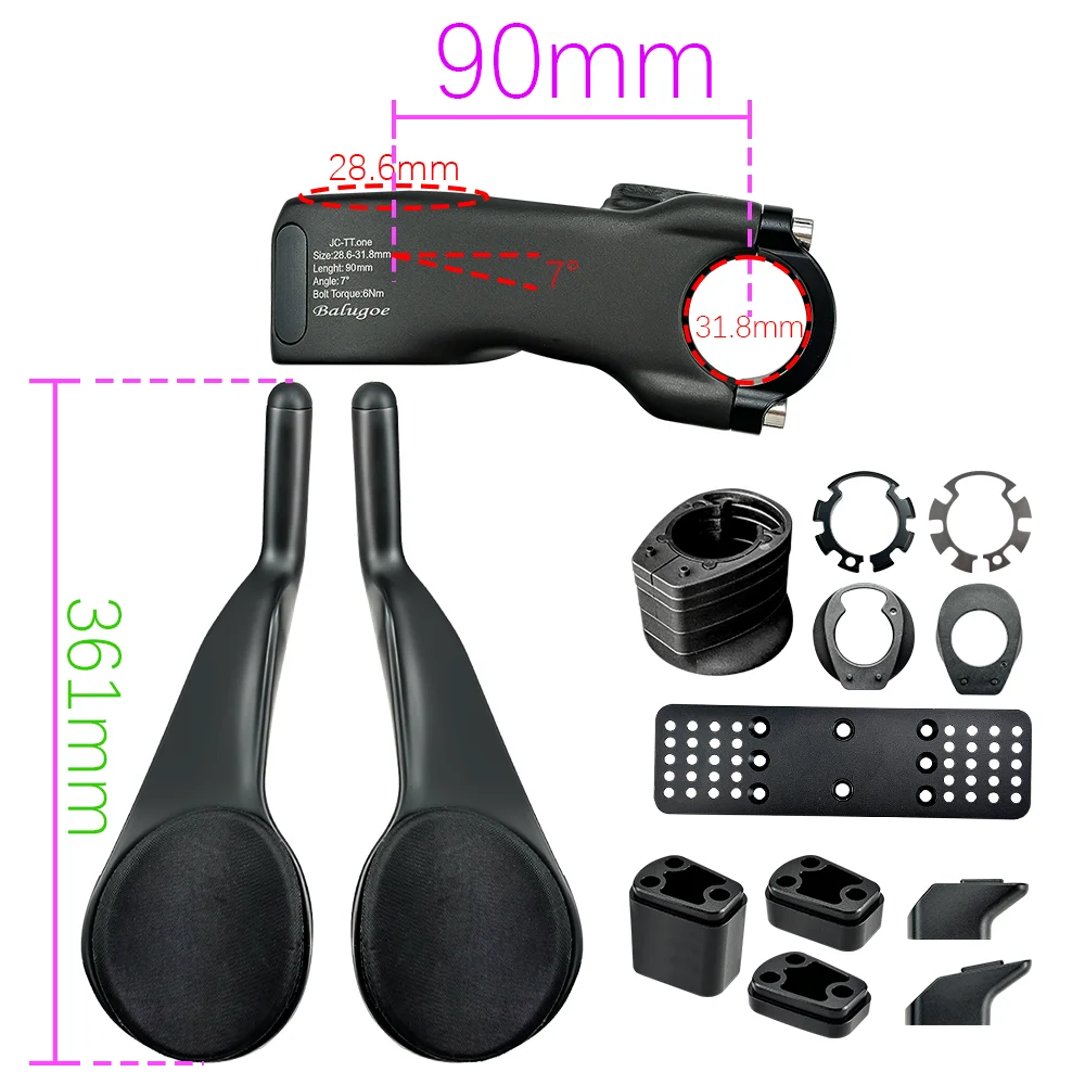 26 BALUGOE MTB Fietsstuurpen Verticale Pijpsteun HandvatTriathlon Gemodificeerde Highway Bike TT-handgreep, Lepelzijhandgreep, 28,6-31,8MM