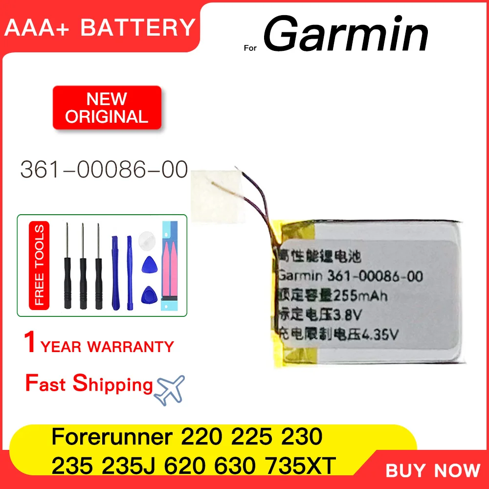 Genuine 361-00086-00 Battery For GARMIN Forerunner 220 225 230 235 235J 620 630 735XT instinct/instinct solar Watch Batteries